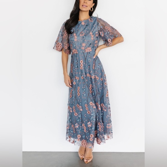 Baltic Born Blue and Pink Floral Maxi Dress - Picture 1 of 10